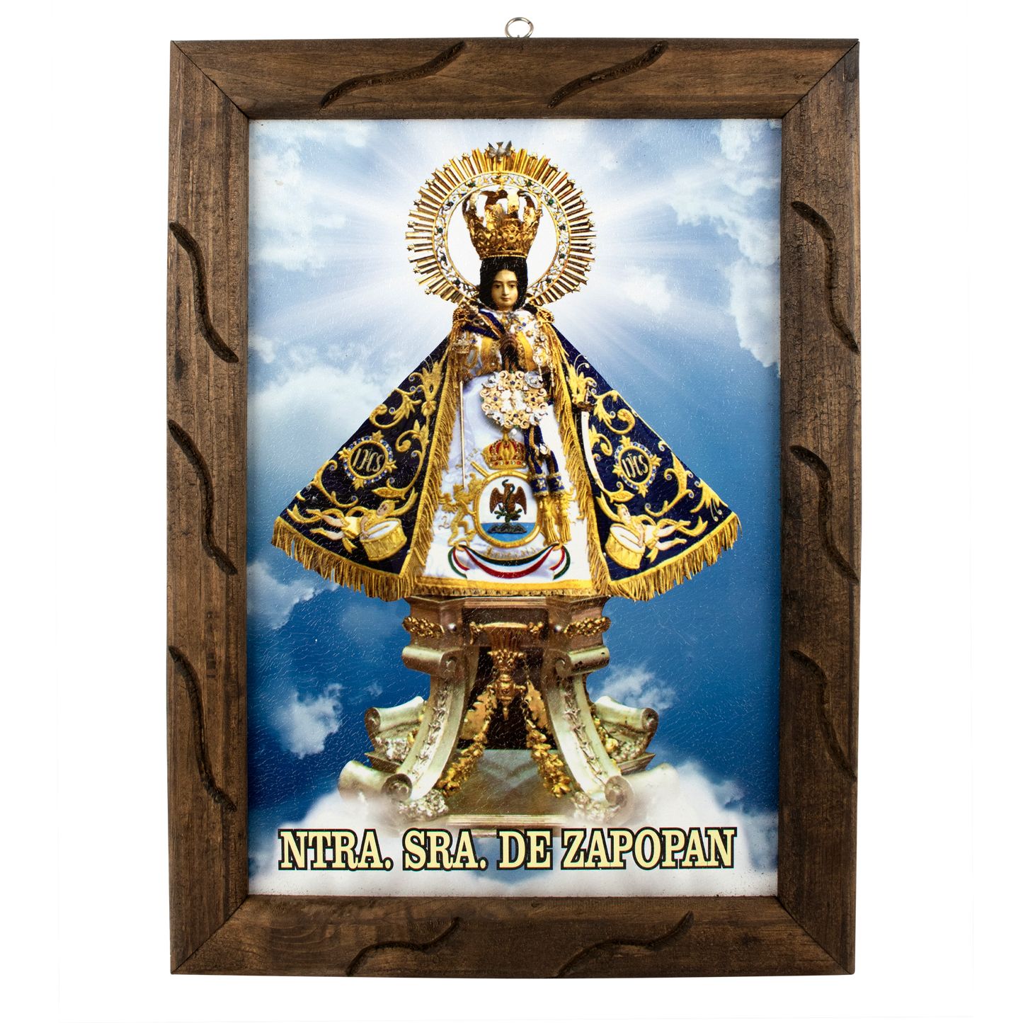 Mrcjsales - Virgin of Zapopan – Rustic Frame, La Virgen de Zapopan, Mexican Art, Symbolizes Hope, Love, Strength. Perfect Home Decor & Unique Gift! - M | 18"x13" image