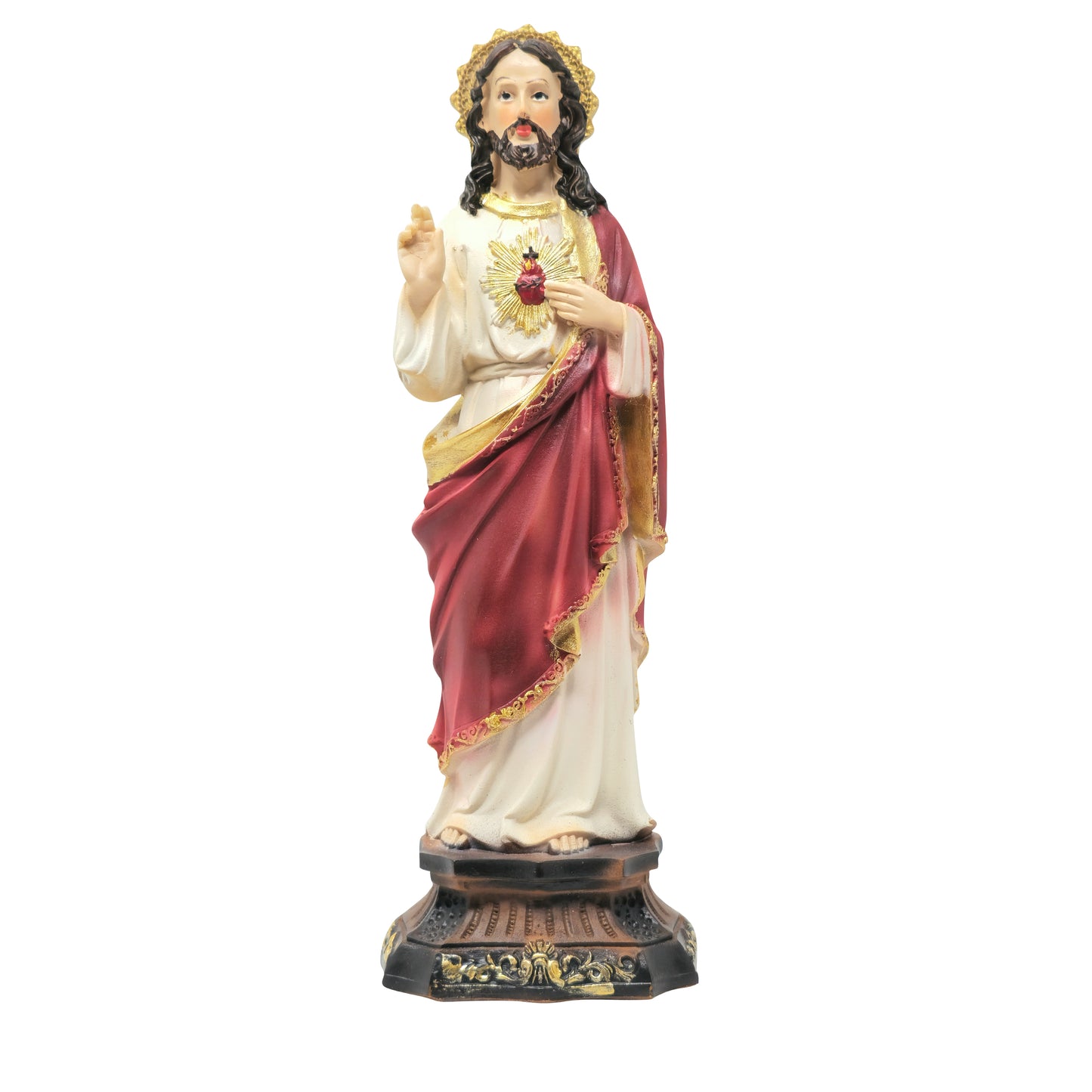 MrcjSales - Sacred Heart of Jesus Statue | Divine Red Colors | Durable Resin | Multiple Sizes | Ideal for Churches, Homes, Gifts - S x 8" inches image