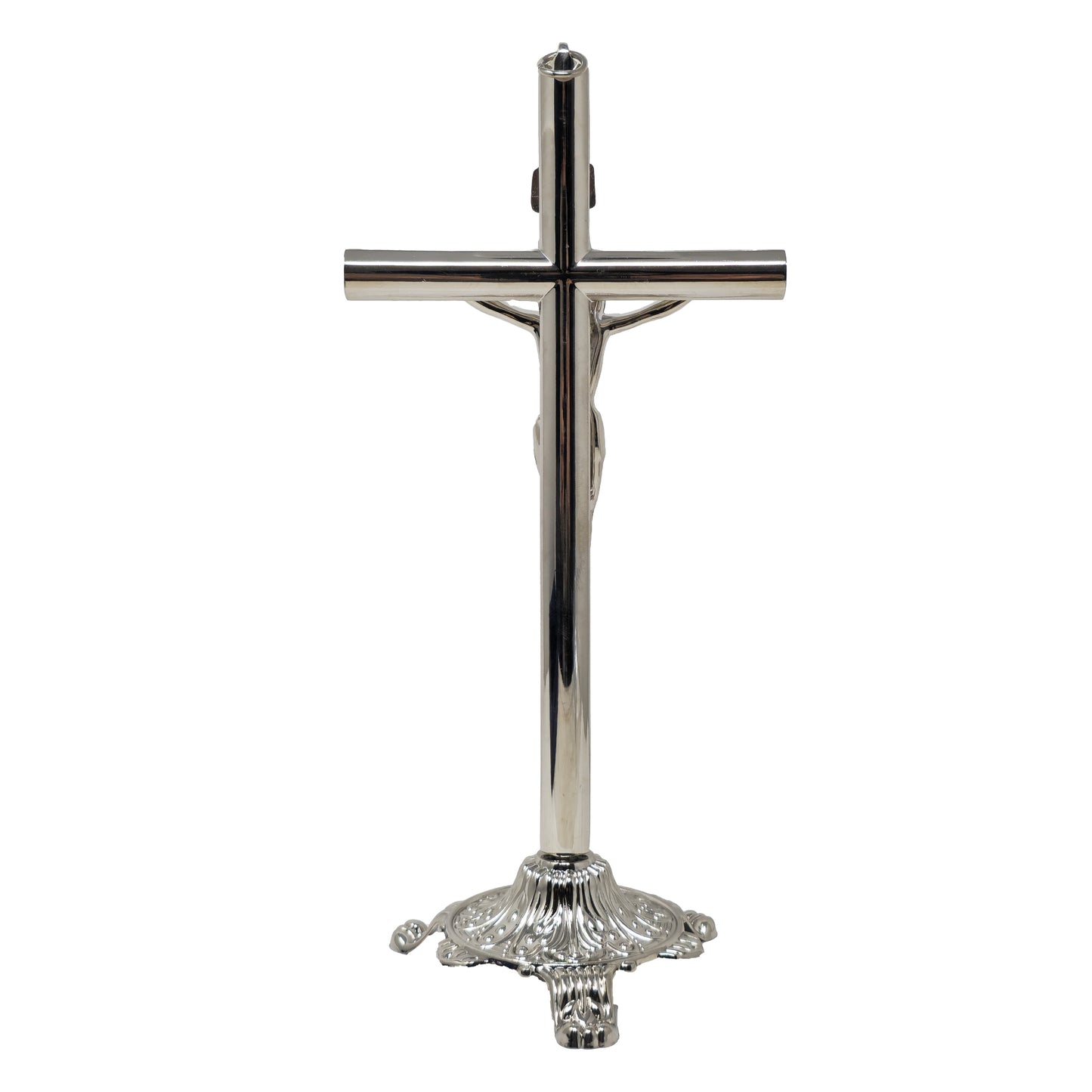 MrcjSales - Crucifix Silver | Removable Base | High-Quality Metal Cross for Catholic Church, Home Decor, Gifts | Multiple Sizes | Inspire Faith image 3