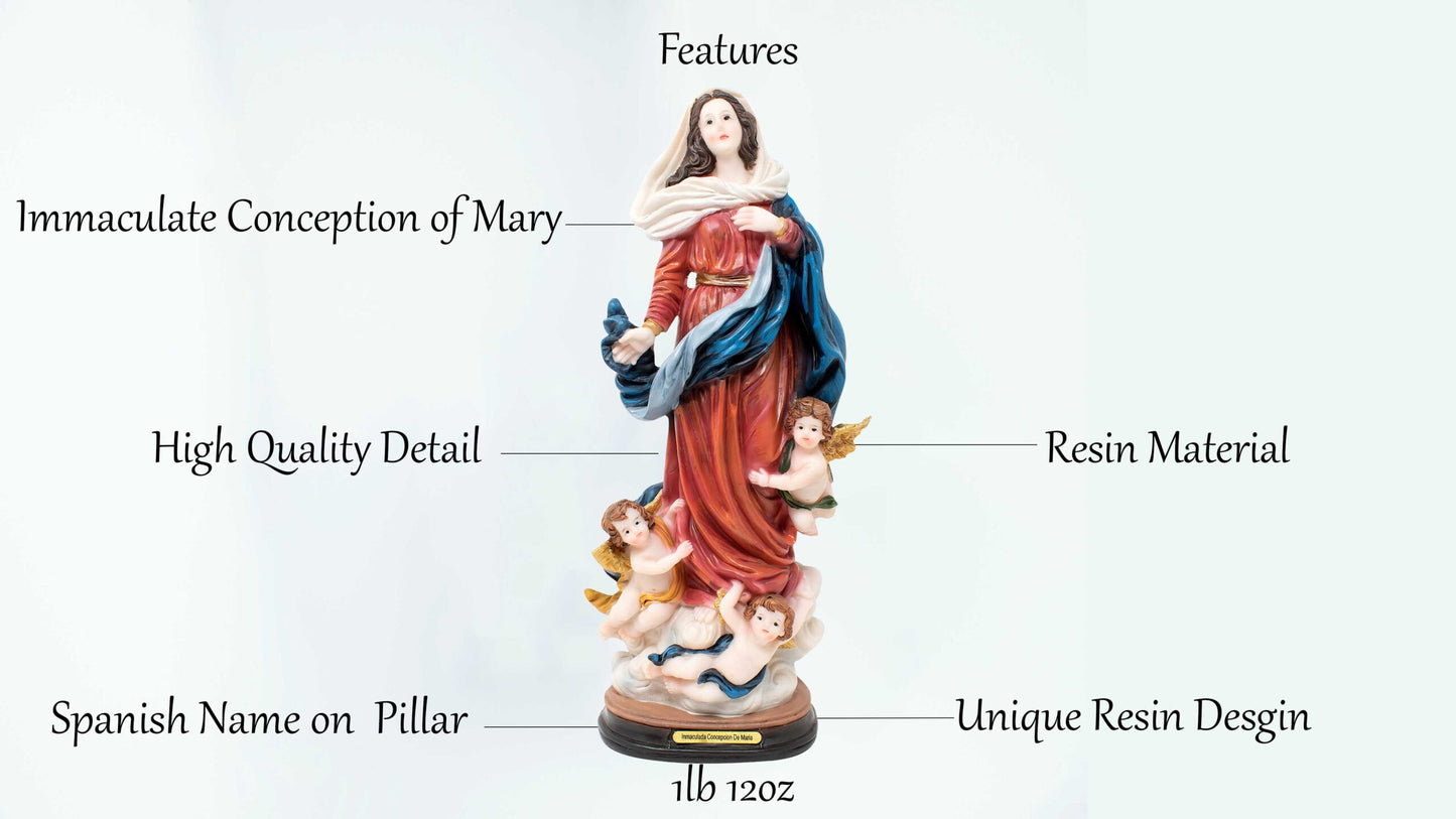 MrcjSales - Immaculate Conception Statue | Multiple Sizes | Handcrafted Resin Art | Ideal for Church, Home, Gifts image 2