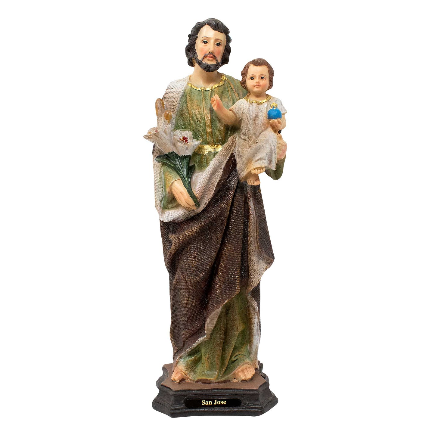 MrcjSales - St. Joseph Canvas Resin Statue | Multiple Sizes | Sacred Home Decor | San Jose Inscription image 0