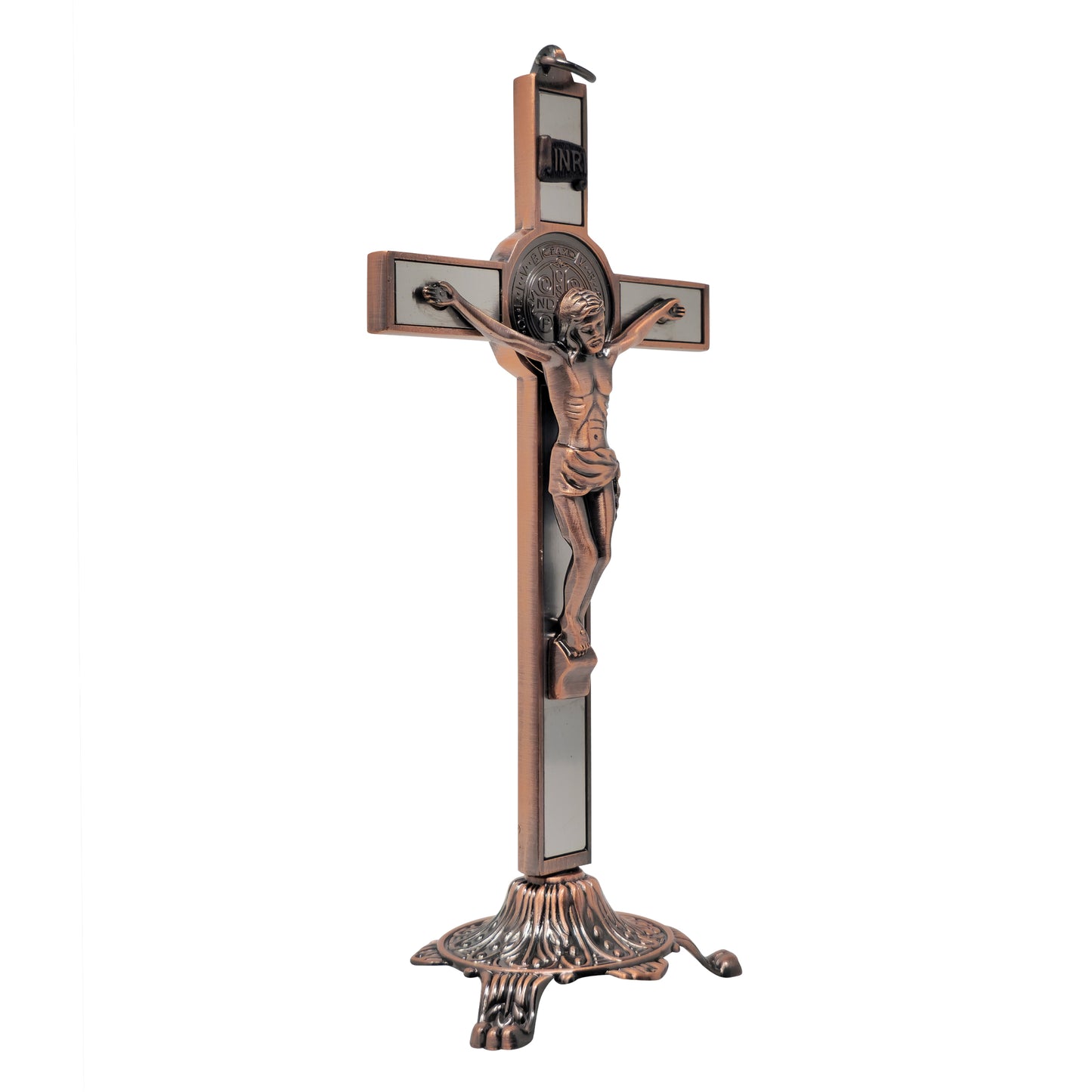 (mrcjsales -) Saint Benedict Crucifix w/Base – Silver/Bronze - Gift for Loved Ones - Built-In Medal - Multiple Sizes image 5