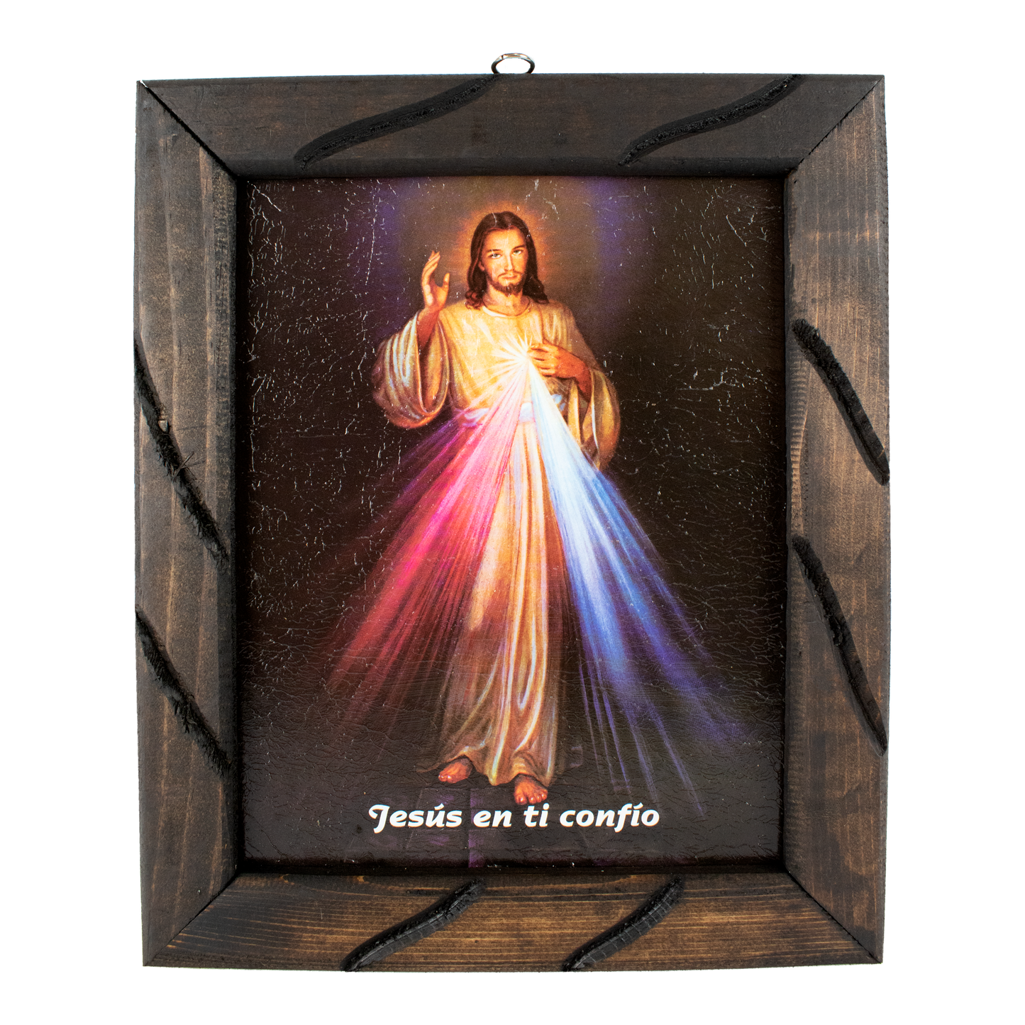Mrcjsales - Graceful Redemption – Rustic Frame, Divine Mercy Icon, Spiritual Décor for Home, Unique Gift with Symbolic Meaning. - S | 12"x10" image