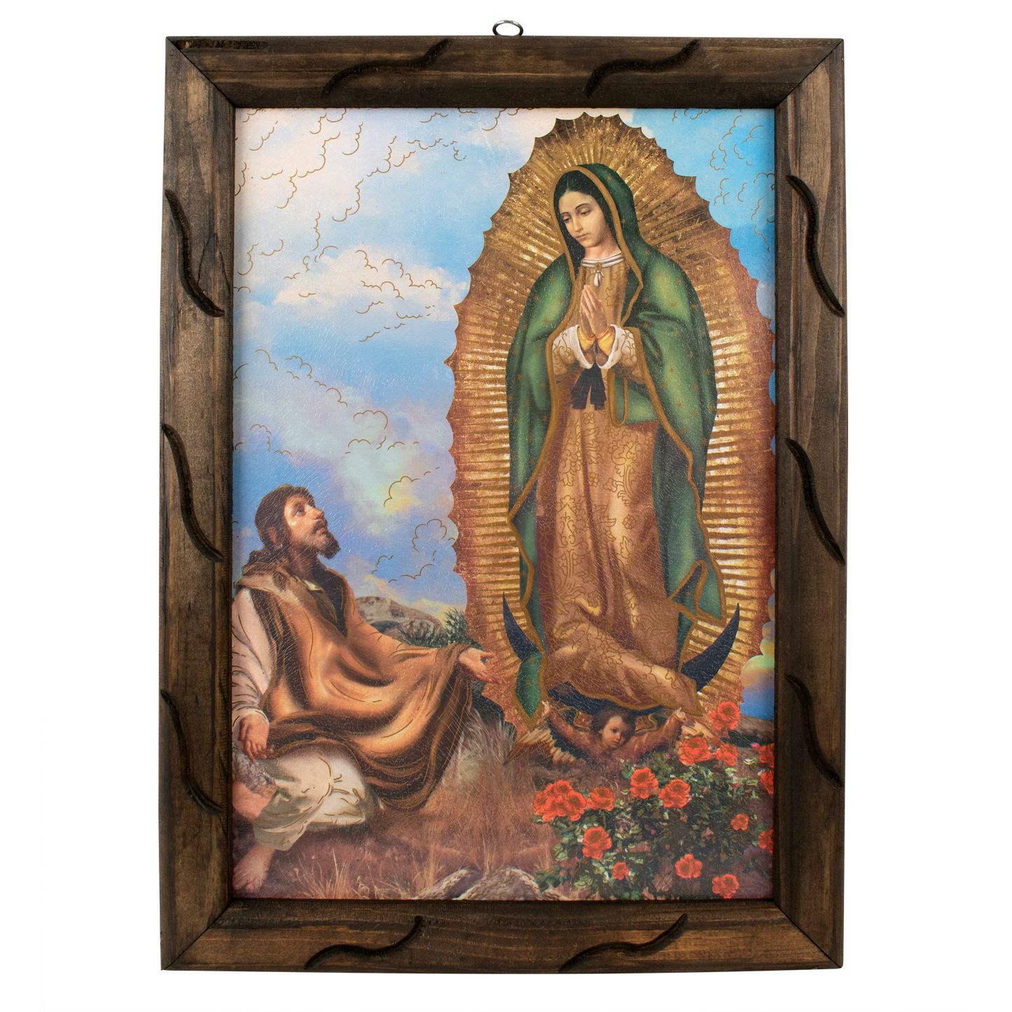 Mrcjsales - Divine Our Lady of Guadalupe w/ Juan Diego - Rustic Frame, Meaningful Gift, Unique Artistry, Hope & Love image 3
