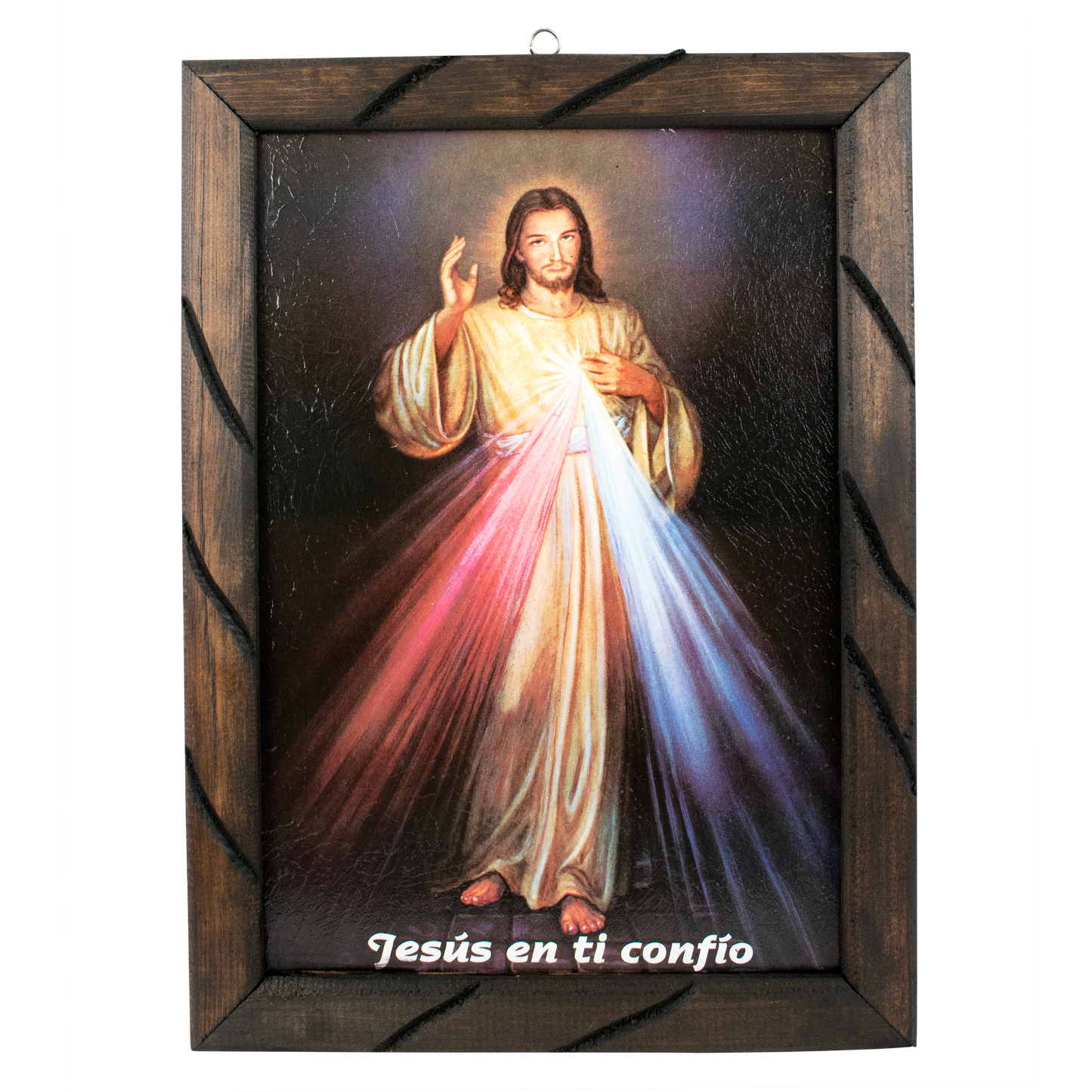 Mrcjsales - Graceful Redemption – Rustic Frame, Divine Mercy Icon, Spiritual Décor for Home, Unique Gift with Symbolic Meaning. - M | 18"x13" image