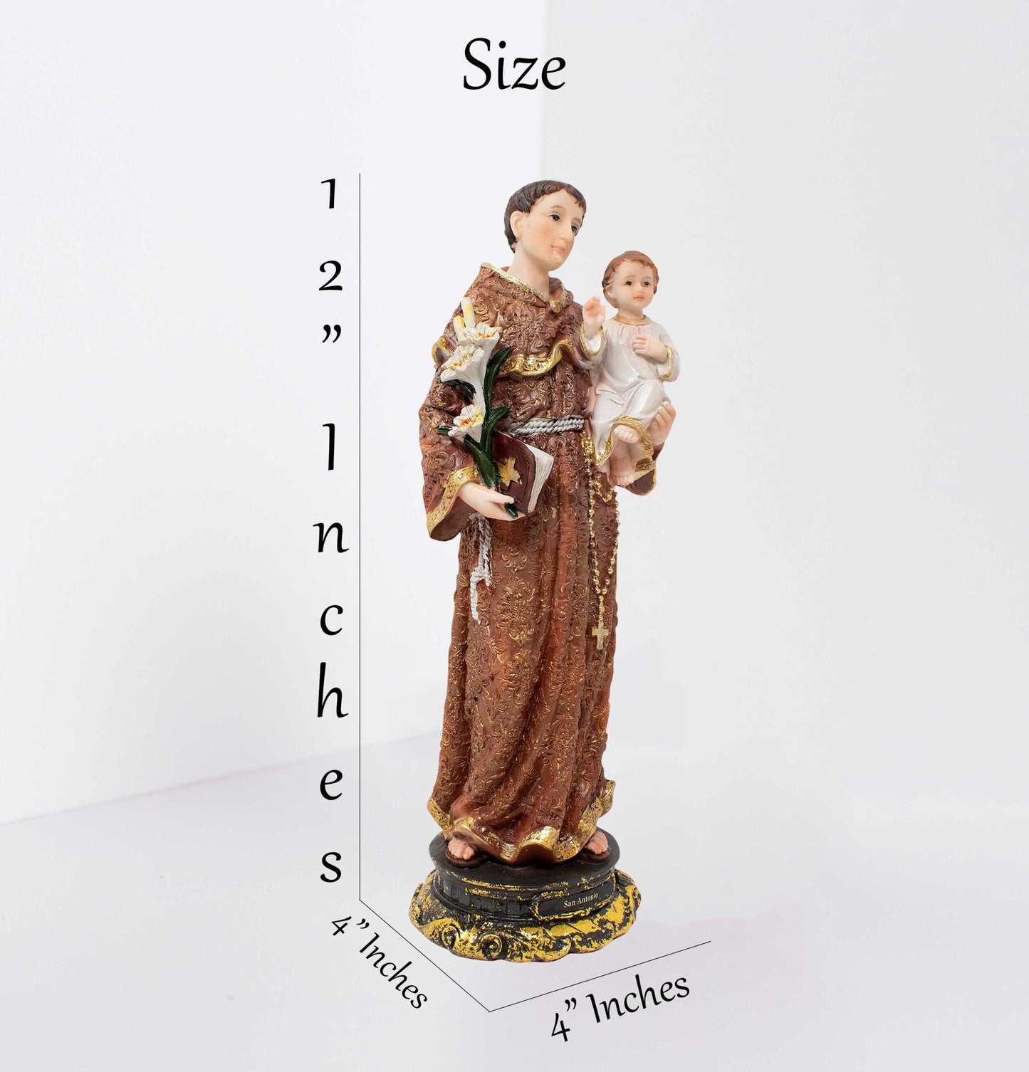 MrcjSales - Saint Anthony of Padua Resin Statue | San Antonio | Multiple Sizes | Church Decor, Home Gifts, Prayers image 2
