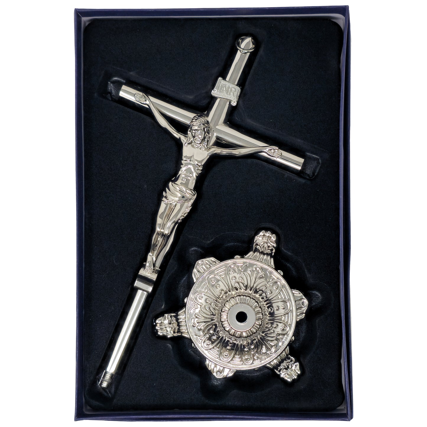 MrcjSales - Crucifix Silver | Removable Base | High-Quality Metal Cross for Catholic Church, Home Decor, Gifts | Multiple Sizes | Inspire Faith image 2
