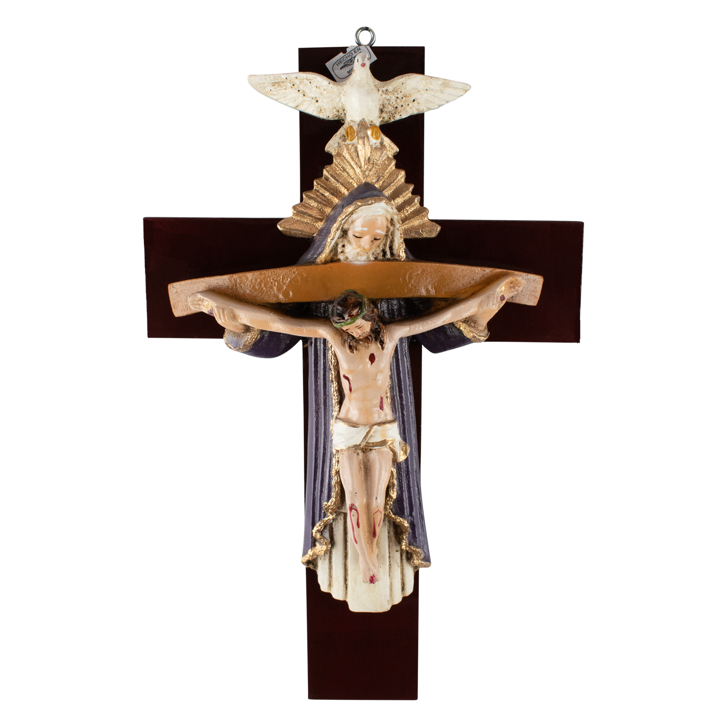 Mrcjsales: Holy Trinity Purple Crucifix | Santísima Trinidad Cruz | Polyester & Resin | Multiple Sizes | Made in Mexico | Perfect Christian Gift! image 0