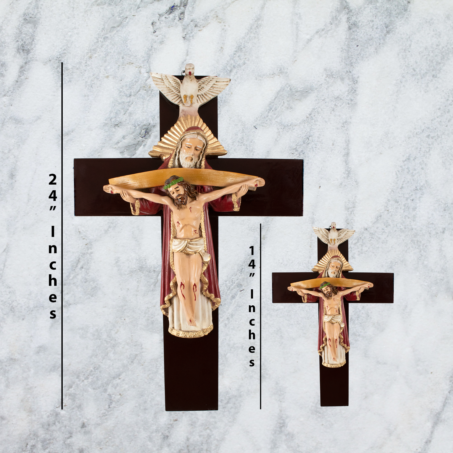 Mrcjsales: Holy Trinity Red Crucifix | Santísima Trinidad| Polyester & Resin | Multiple Sizes | Made in Mexico | Perfect Christian Gift! image 4