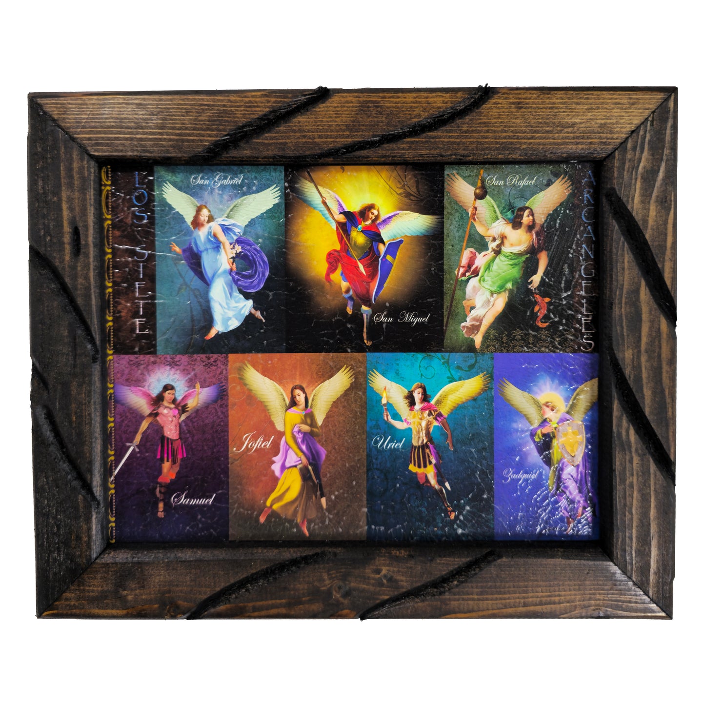 7 Archangels Rustic Frame Ultimos Arcangeles Handcrafted Mexican Art Durable Wood Design Available in 24x36 13x18 10x12 Home Decor Gift by MrcjSales image 2