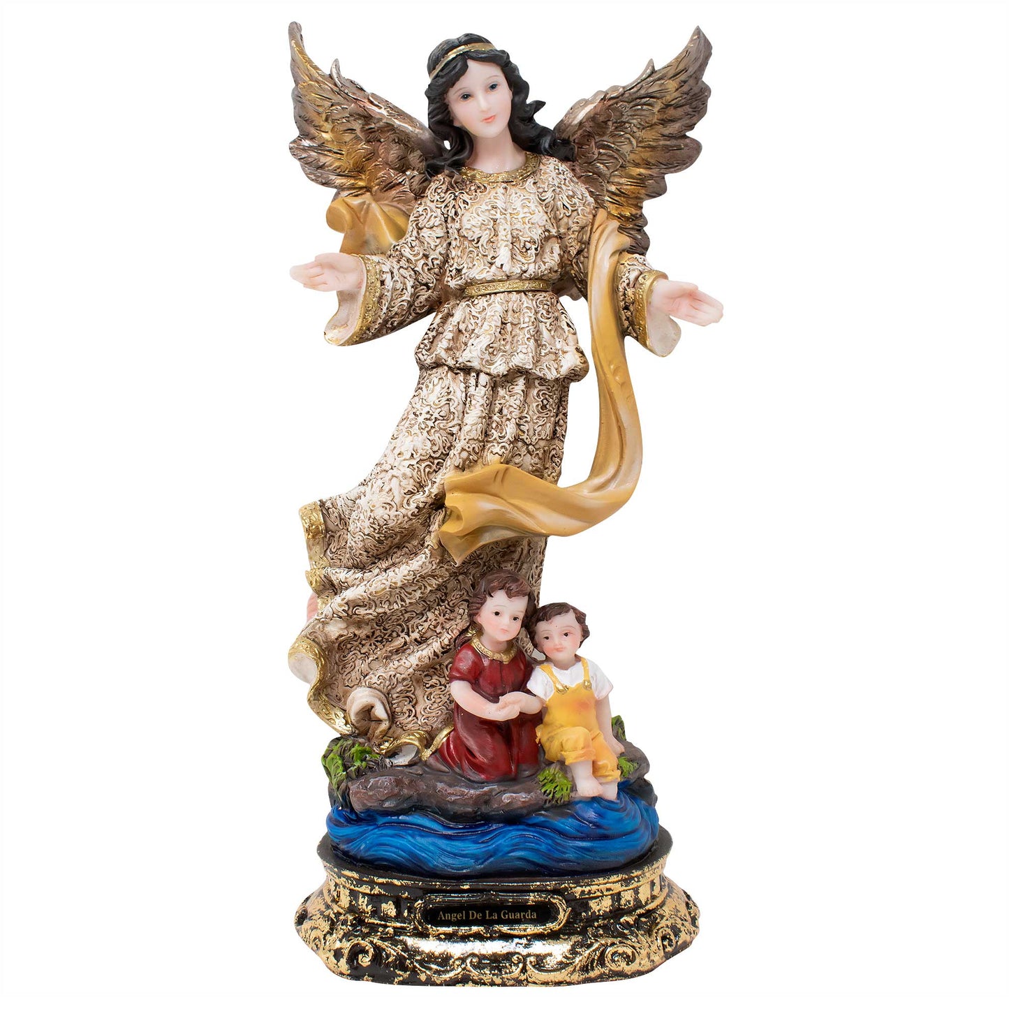 MrcjSales - Angel De la Guarda Resin Statue | Multiple Sizes | Detailed Craftsmanship | Spanish Name | Religious Home Decor image 0