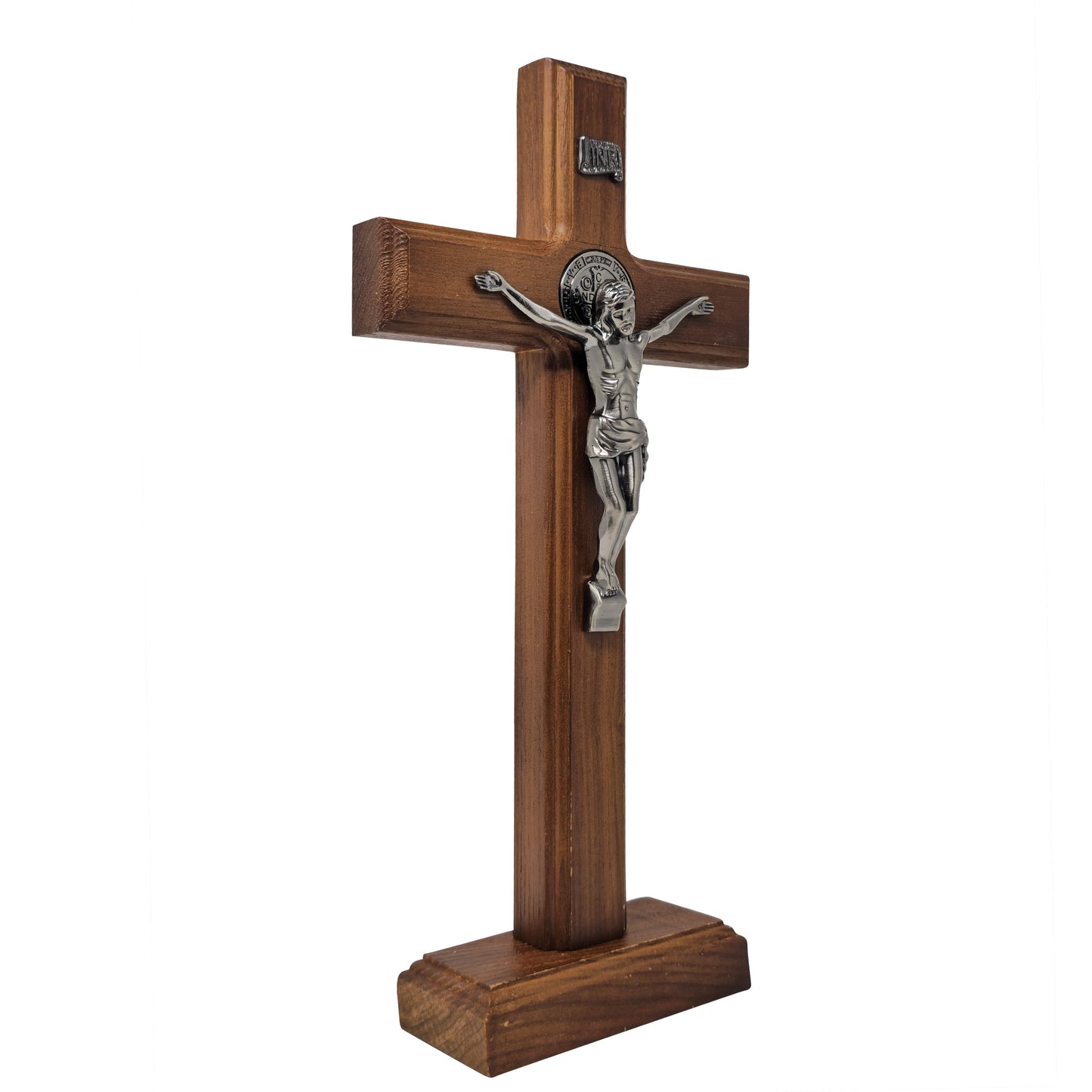 Mrcjsales - Saint Benedict Wooden Cross w/Base in Multiple Sizes. Beautifully Crafted Crucifix, Ideal for Various Occasions, Hang or Stand, image 4