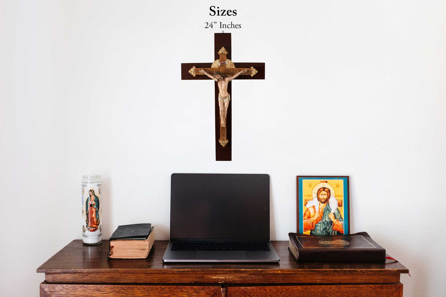 Mrcjsales: Jesus Christ Resplendor | Wooden Trunk Crucifix | Mexican Style | Faith Symbol | Polyester Resin Art | Various Sizes | Uplifting Beauty image 3