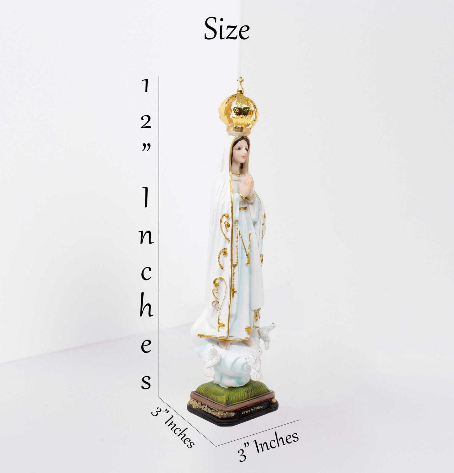 Virgin of Fatima Resin Statue Sculpture for Altars, Prayers, & Gifts Virgen de Fatima 12', 16', 24' inches image 3