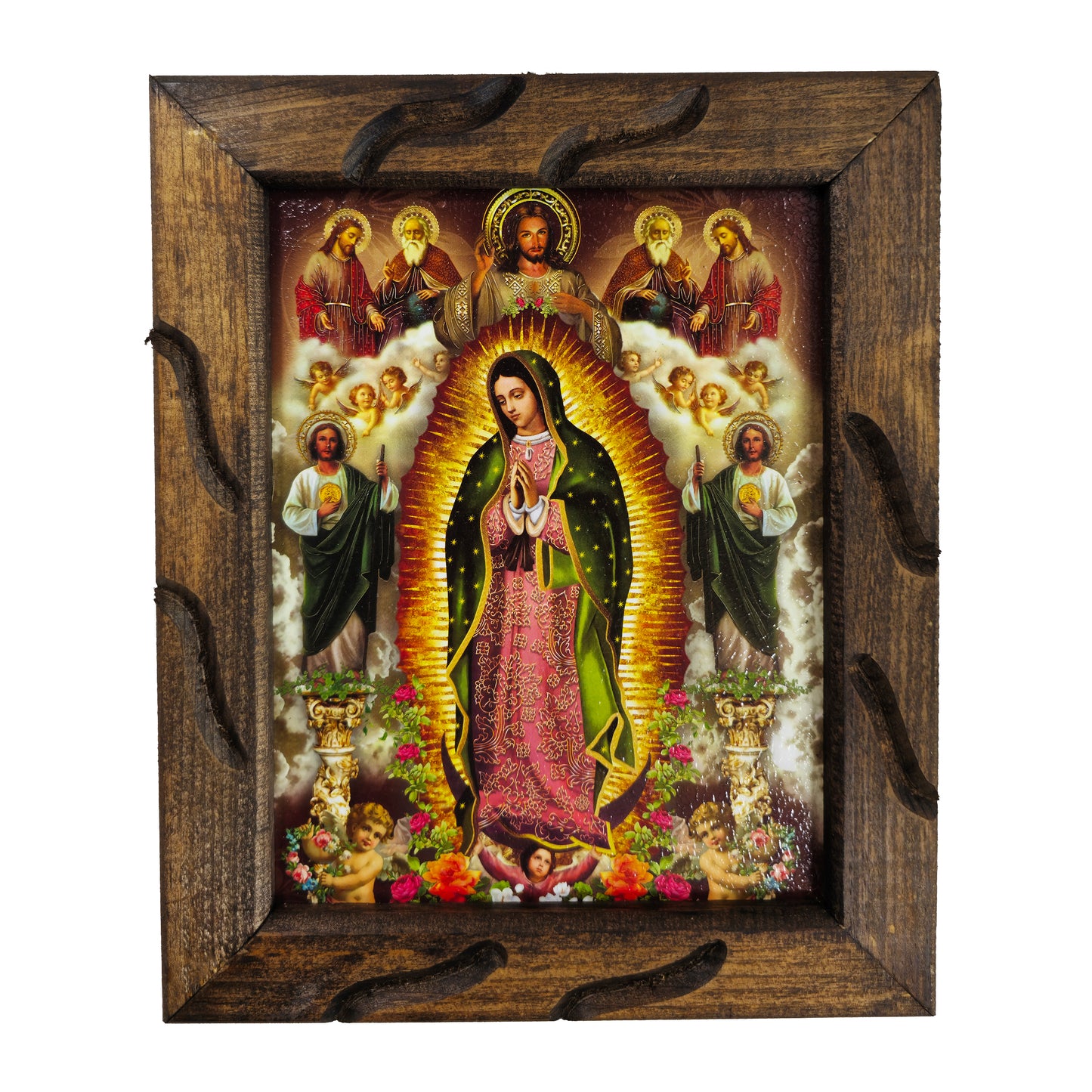 Mrcjsales - Guadalupe Serenity – Rustic Frame, Divine Symbol, Perfect Home Decor or Thoughtful Gift for Special Occasions. - S | 12"x10" image