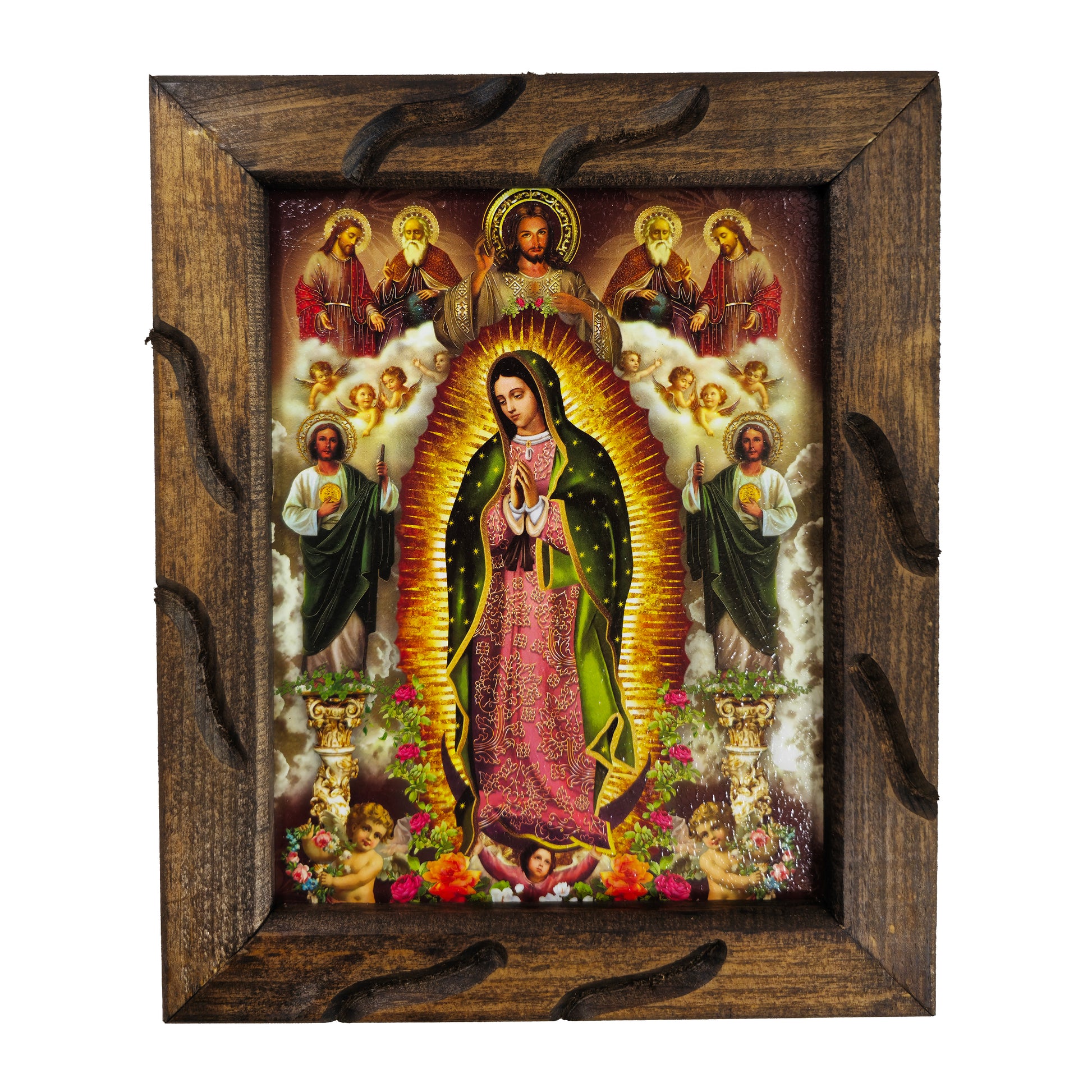 Mrcjsales - Guadalupe Serenity – Rustic Frame, Divine Symbol, Perfect Home Decor or Thoughtful Gift for Special Occasions. - S | 12"x10" image