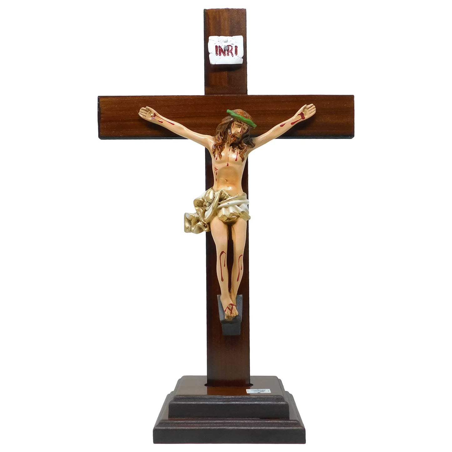 Mrcjsales - Saint Benedict Polyester Crucifix w/Base. Faith-inspired Design, Polyester & Resin Material, Ideal Gift or Home Decor, 15" Tall. image 0