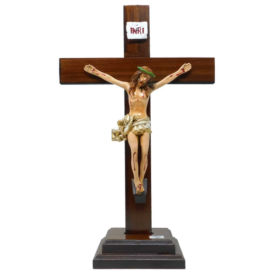 Mrcjsales - Saint Benedict Polyester Crucifix w/Base. Faith-inspired Design, Polyester & Resin Material, Ideal Gift or Home Decor, 15" Tall. image 0