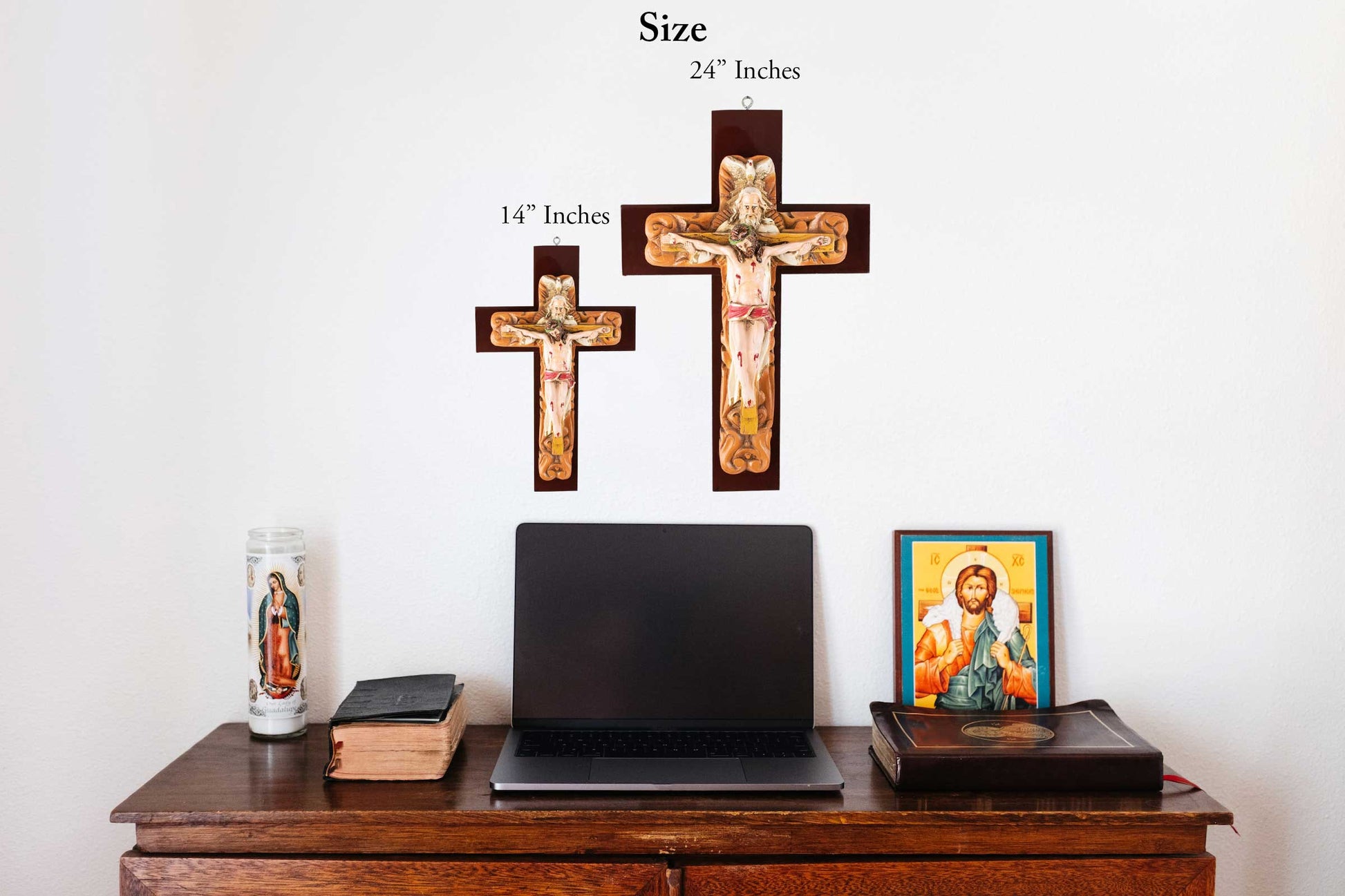 Mrcjsales: Holy Trinity Crucifix | Santísima Trinidad Cruz | Polyester & Resin | Unique Design | Multiple Sizes | Made in Mexico | Perfect Christian Gift! image 3