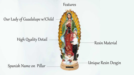 Our Lady of Guadalupe with Boy Resin Statue 8 inch 12 inch 16 inch Catholic Church Decor Gifts Spiritual Home Ornament mrcjsales image 3