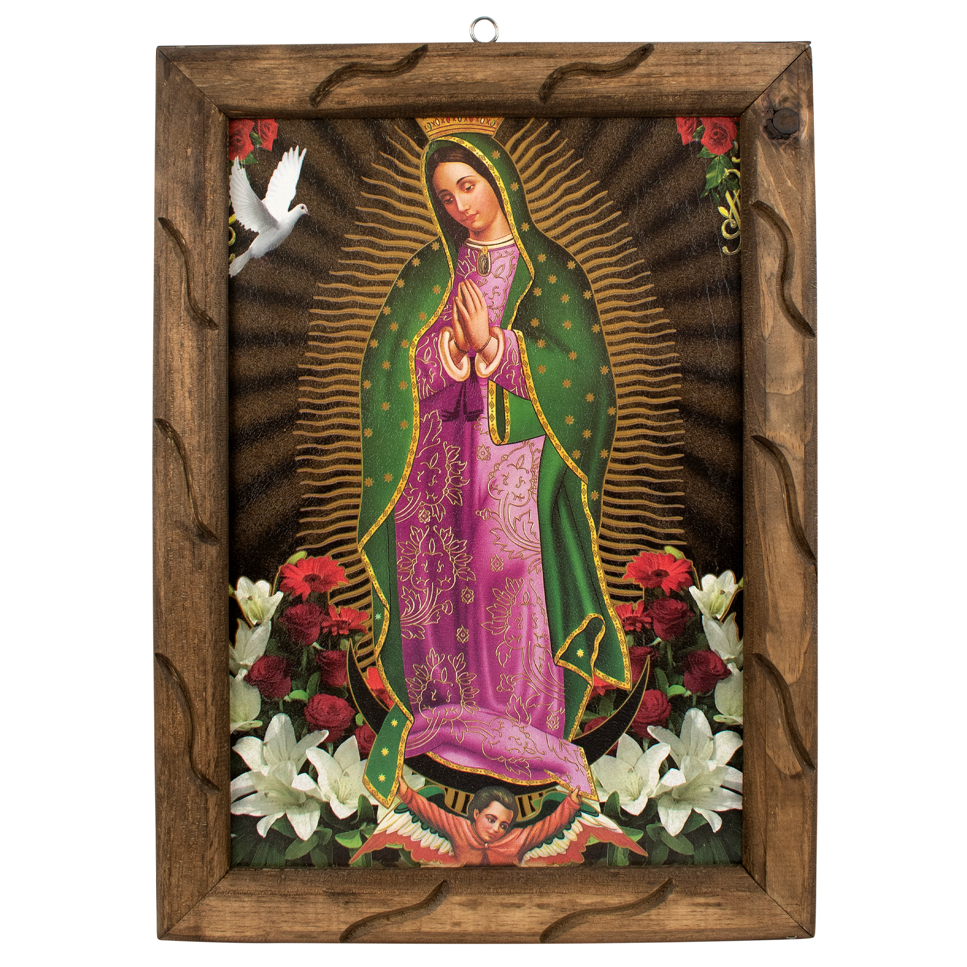Mrcjsales- Virgen de Guadalupe - lady of guadalupe – Rustic Frame, Mexican Art, Symbolizes Hope, Love, Strength. Perfect Home Decor & Unique Gift! - M | 18"x13" image