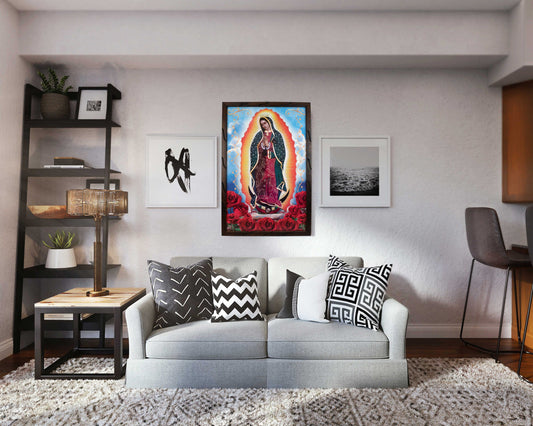 Lady of Guadalupe Red Rose – Rustic Frame - Perfect Gift for Any Occasion, Expresses Hope, Love, and Compassion - Virgen De Guadalupe Red Roses image 1