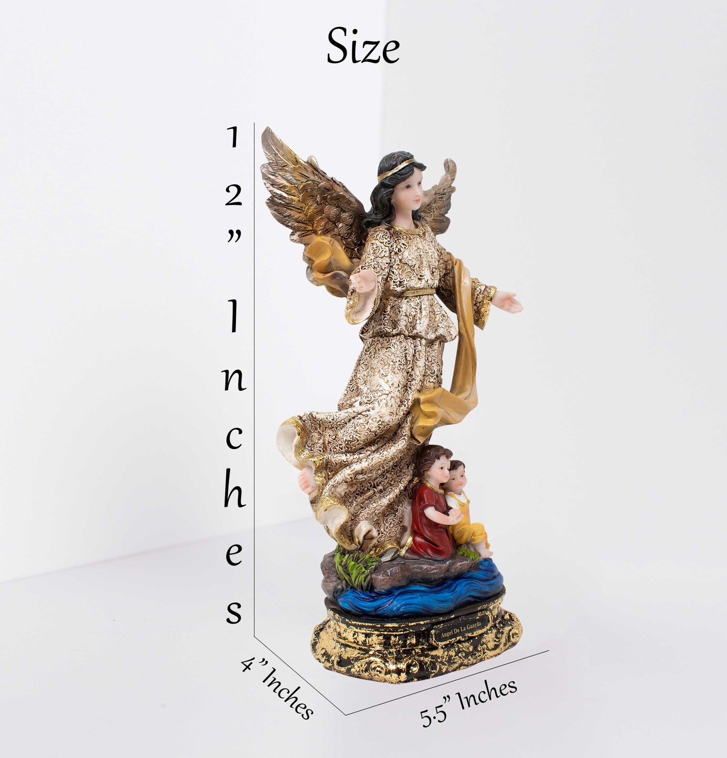 MrcjSales - Angel De la Guarda Resin Statue | Multiple Sizes | Detailed Craftsmanship | Spanish Name | Religious Home Decor image 2