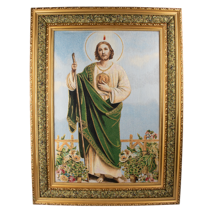 Mrcjsales: St. Judas | Cloth Frame | Elegant Double Frame | Religious Home Decor | Gift for Loved Ones | Spanish Name: San Judas - M | 22"x29" image