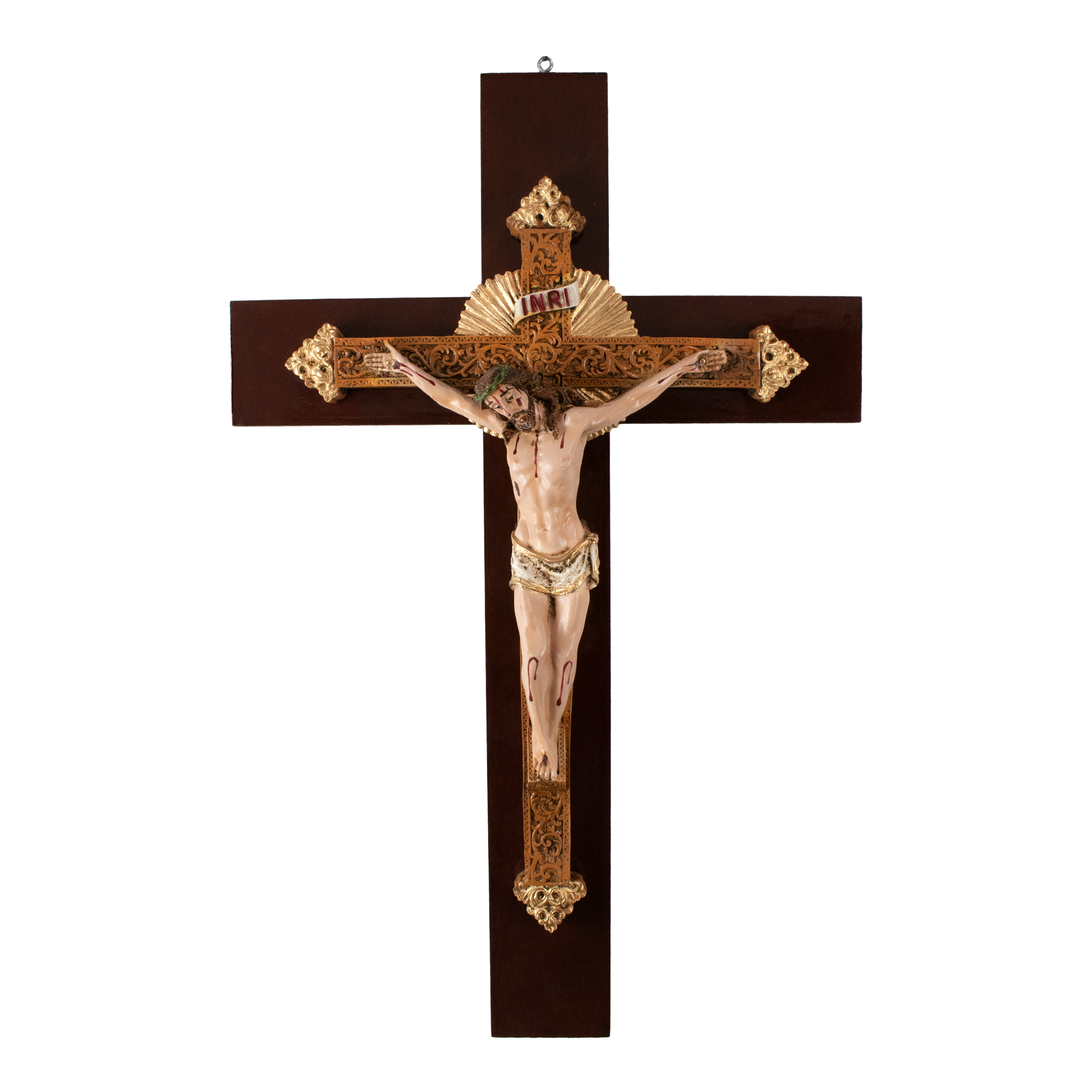 Mrcjsales: Jesus Christ Resplendor | Wooden Trunk Crucifix | Mexican Style | Faith Symbol | Polyester Resin Art | Various Sizes | Uplifting Beauty - M | 24" image