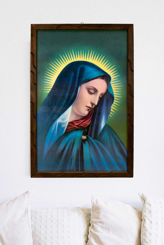 Mrcjsales - Lady of Sorrows – Rustic Frame, Virgen Dolorosa, Mexican Art, Symbolizes Hope, Love, Strength. Perfect Home Decor & Unique Gift! image 2