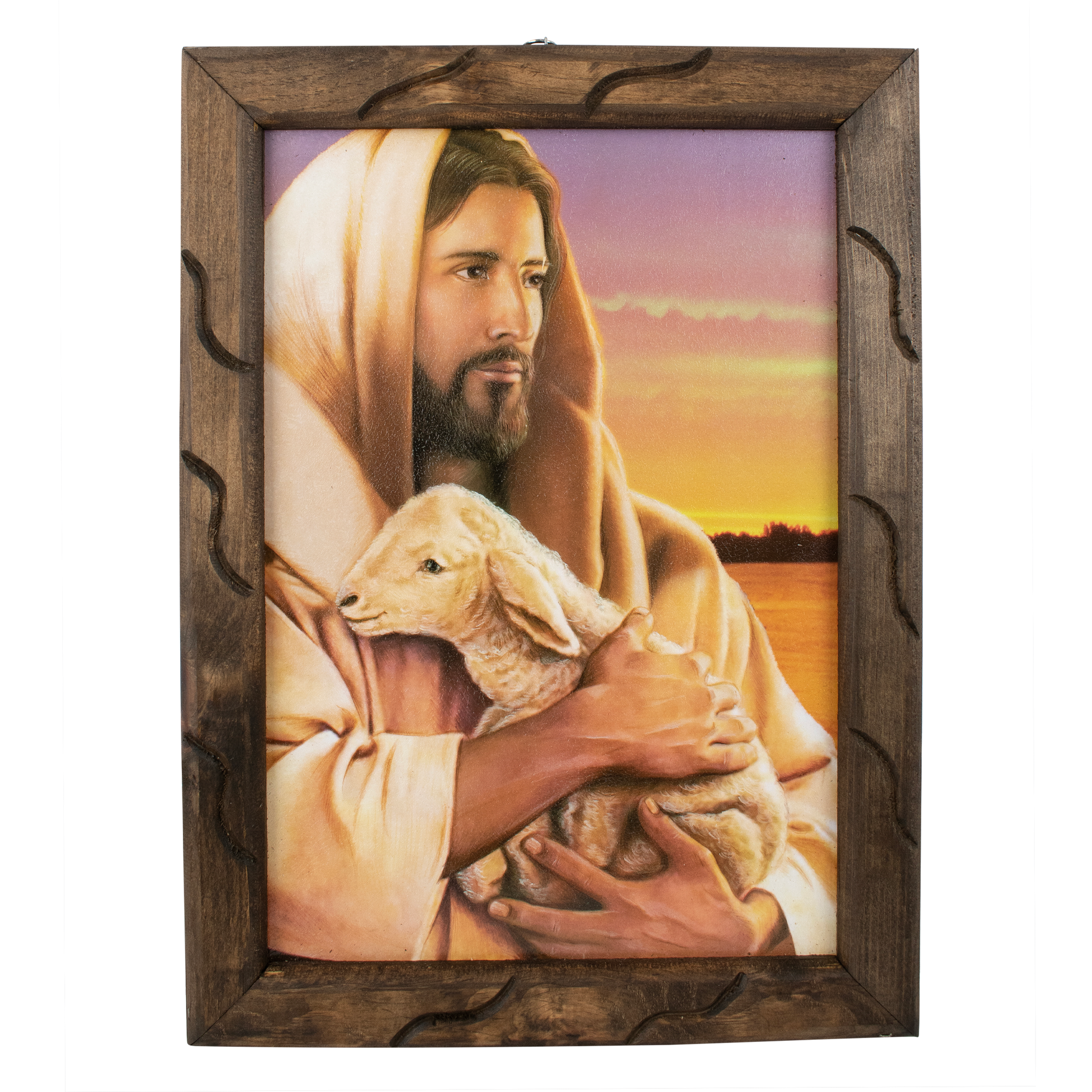 Mrcjsales: The Good Shepherd Wooden Frame |Healing Icon | Unique & Authentic | Perfect Gift | Multiple Sizes - M | 18"x13" image