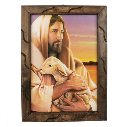 Mrcjsales: The Good Shepherd Wooden Frame |Healing Icon | Unique & Authentic | Perfect Gift | Multiple Sizes - M | 18"x13" image