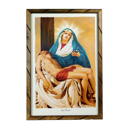 Mrcjsales: La Pieta Wooden Frame - Mexican Art Expressing Hope, Love, and Compassion. Unique Rustic Design. Multiple Sizes Available! - S | 12"x10" image