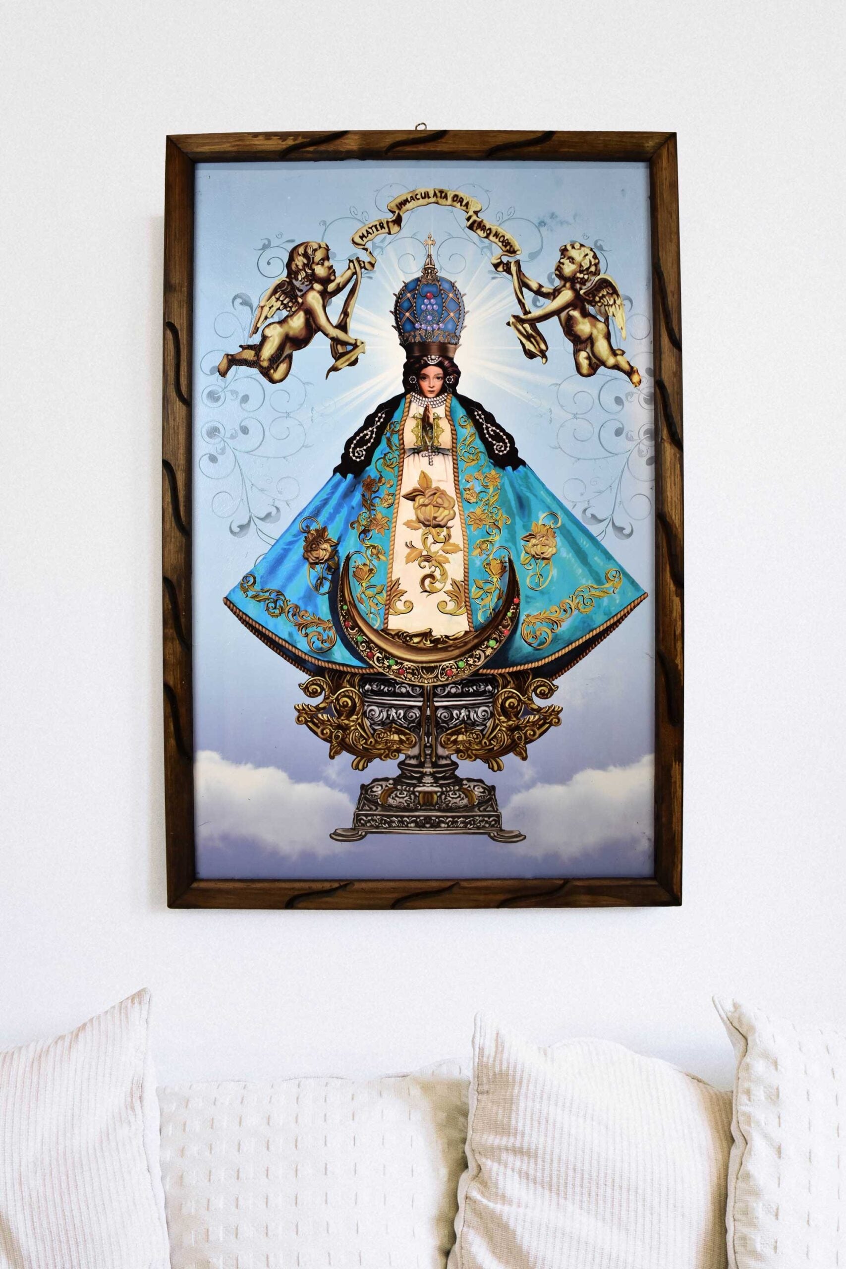 Mrcjsales - Our Lady of Saint John of the Lakes – Rustic Frame, Multiple Sizes, Mexican Art, Symbolizes Hope, Love, Strength. Perfect Home Decor image 2