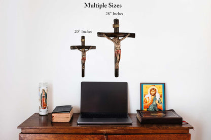 Mrcjsales: Jesus Christ Red-Bronze | Wooden Trunk | Tree Trunk & Resin | Mexican Design | Faith Symbol | Warning: Thorn Crown | Handmade Alterations image 3