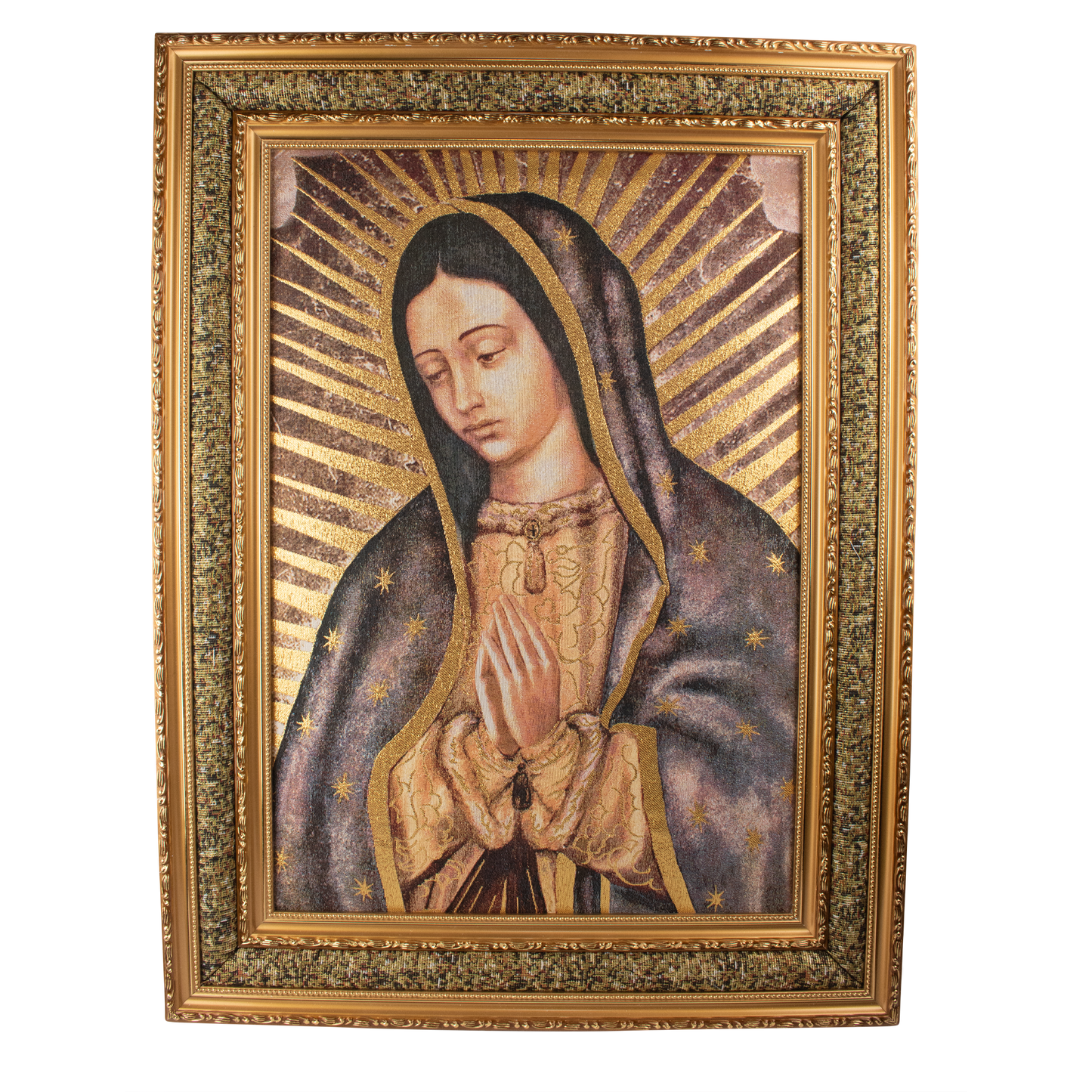 Mrcjsales: Our Lady of Guadalupe | Cloth Frame | Elegant Double Frame | Religious Home Decor | Gift for Loved Ones | Spanish Name: Virgen de Guadalupe image 1