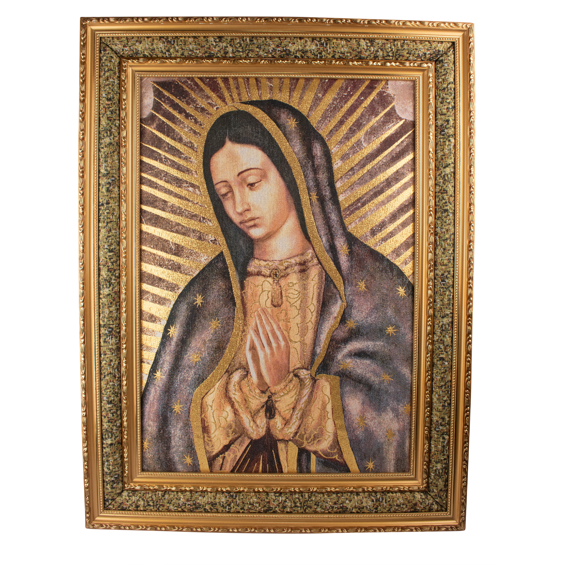 Mrcjsales: Our Lady of Guadalupe | Cloth Frame | Elegant Double Frame | Religious Home Decor | Gift for Loved Ones | Spanish Name: Virgen de Guadalupe image 1