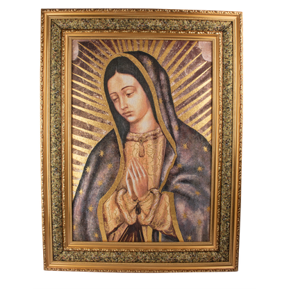 Mrcjsales: Our Lady of Guadalupe | Cloth Frame | Elegant Double Frame | Religious Home Decor | Gift for Loved Ones | Spanish Name: Virgen de Guadalupe image 1