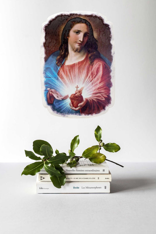 Mrcjsales: Sacred Heart Of Jesus Plaque | Pregamino | Unique Decor Piece | Cultural Symbol | Affordable Faith Art image 3