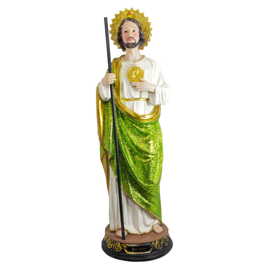 Mrcjsales: St. Judas Glitter Statue | Durable Resin | Multiple Sizes | Patron Saint of Hope | Vivid Colors | Unique Design | Spiritual Gift - L x 20" Inches image