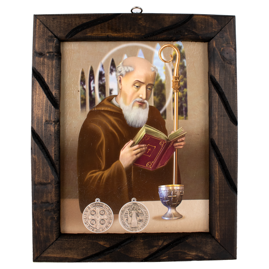 Mrcjsales - San Benito - Rustic Frame, Unique St. Benedict Artwork, Mexican Craftsmanship for Home Decor, Symbol of Hope and Love in Multiple Sizes! image 4