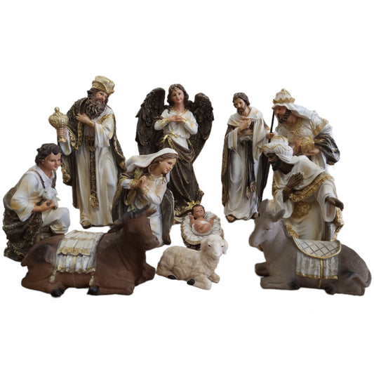 12-Inch Hand-Painted Nativity Set | Resin Figurines | Complete 12-Piece Christmas Decoration image 0