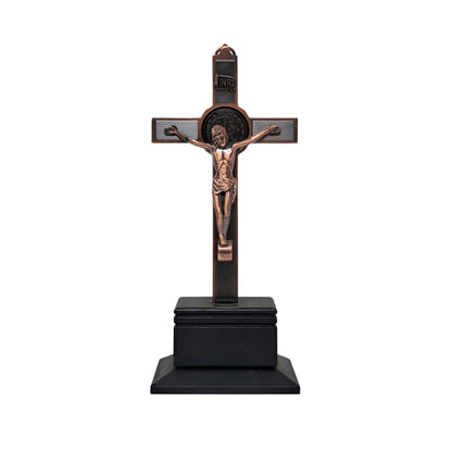 Mrcjsales - Saint Benedict Crucifix Bronze Metal | Unique Design for Home Decor, Table-Top, Church Events | Hang Anywhere, Ideal Gifts for Loved Ones - S x 9" Inches image
