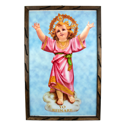 Mrcjsales: Divine Child Wooden Frame | Mexican Religious Art | Healing Icon | Unique & Authentic | Perfect Gift | Multiple Sizes! - L | 36"x24" image