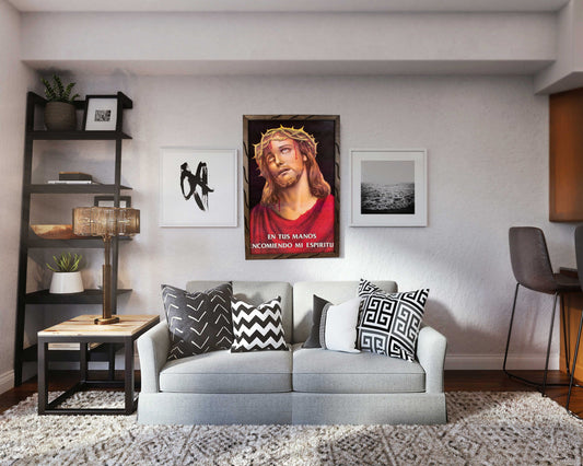Mrcjsales - Face of Jesus – Rustic Frame, Multiple Sizes, Mexican Art, Symbolizes Hope, Love, Strength. Perfect Home Decor & Unique Gift! image 1