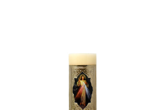 mrcjsales - Divine Mercy Easter Candle - 10" Inches, 1 Kilo - Pure Wax - Off-White image 1