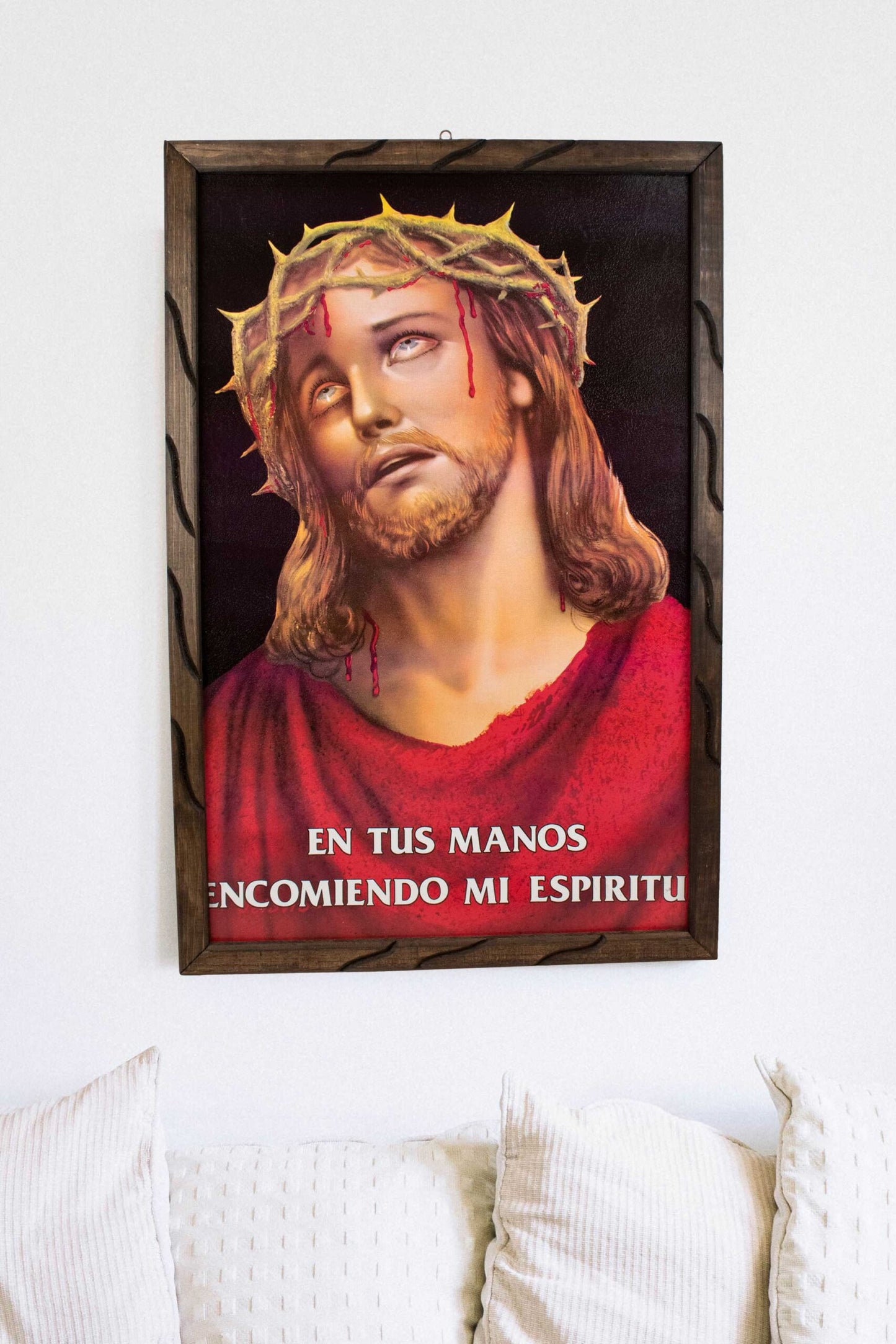 Mrcjsales - Face of Jesus – Rustic Frame, Multiple Sizes, Mexican Art, Symbolizes Hope, Love, Strength. Perfect Home Decor & Unique Gift! image 2