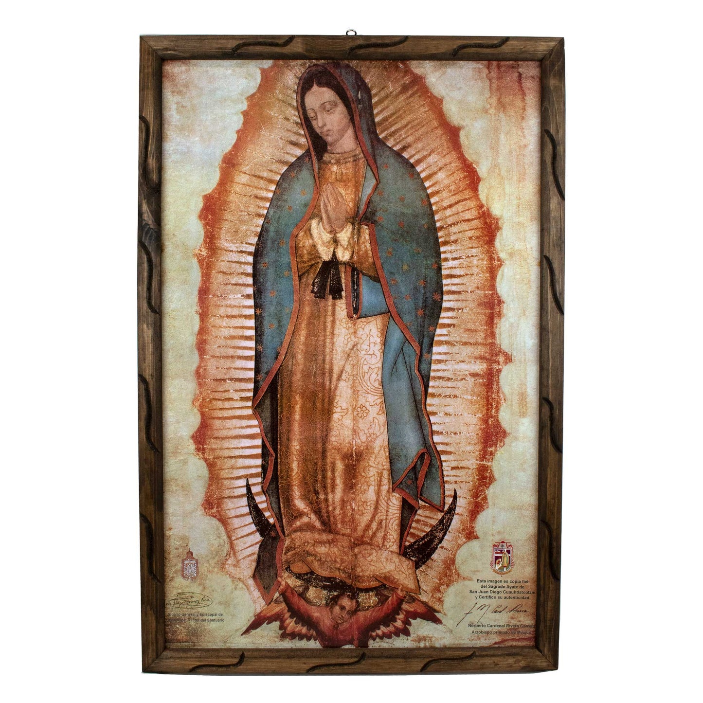 Lady of Guadalupe Rustic Frame – Unique Mexican Art. Spiritual Healing, Authentic Design, Perfect Home Decor. Ideal Gift with Meaning! - mrcjsales image 0