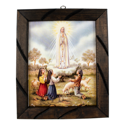 Mrcjsales: Our Lady of Fatima Wooden Frame | Rustic Religious Art | Mexican Design | Perfect Home Decor | Multiple Sizes Available! image 2