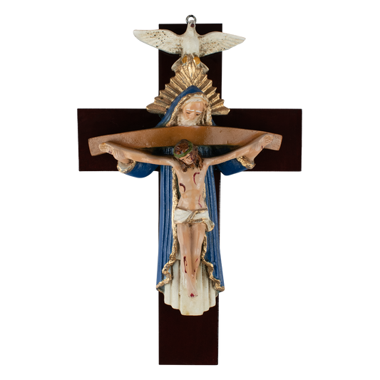 Mrcjsales: Holy Trinity Blue Crucifix | Santísima Trinidad Cruz | Polyester & Resin | Made in Mexico | Ideal Christian Gift! image 0